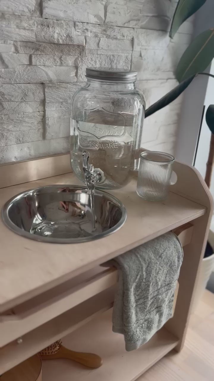 Montessori Wooden Washbasin With Storage for Kids - Small